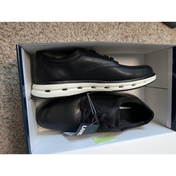 Lands\' End Mens Sport Oxford Shoes, size 11, NEW in box; Black faux leather main image 8